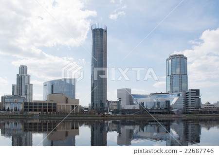 Yekaterinburg and city pond with skyscrapers Yekaterinburg and city pond with skyscrapers 22687746
