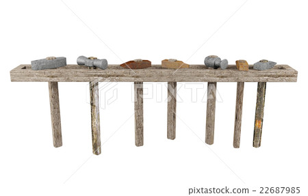 Set of rusty hammers and old wooden handle Set of rusty hammers and old wooden handle 22687985
