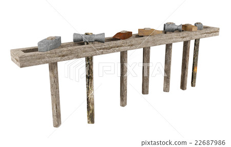 Set of rusty hammers and old wooden handle Set of rusty hammers and old wooden handle 22687986