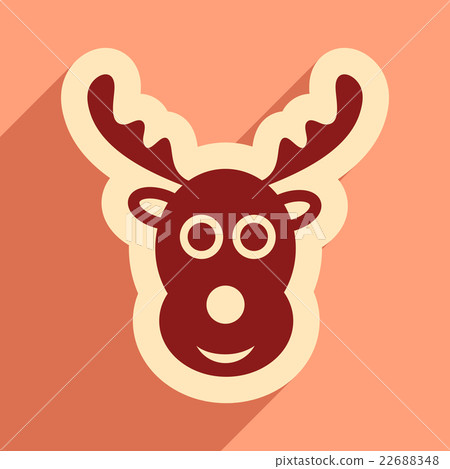 flat icon with long shadow Christmas deer 22688348