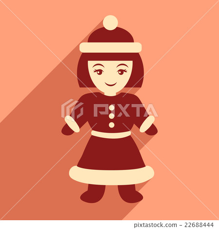 flat icon with long shadow Santa girl flat icon with long shadow Santa girl 22688444