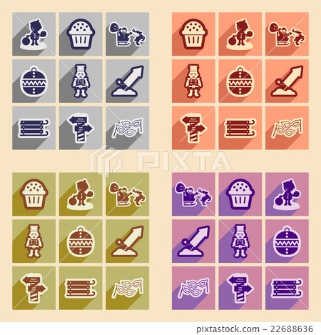 Set flat icons with shadow New Year and Christmas Set flat icons with shadow New Year and Christmas 22688636