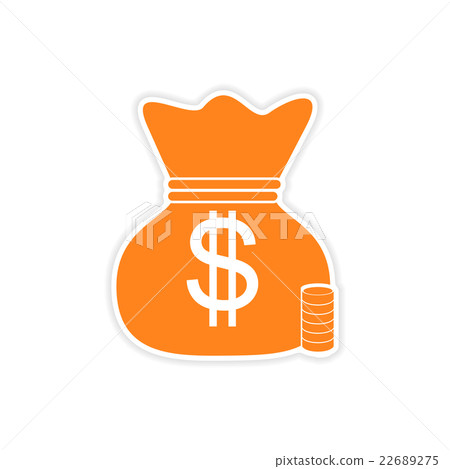 stylish sticker on paper bag of money 22689275