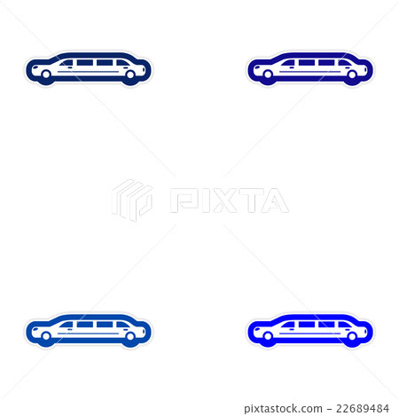 Set stickers on white background wedding limousine Set stickers on white background wedding limousine 22689484
