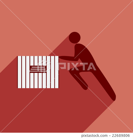 Flat with shadow icon and mobile people moving box Flat with shadow icon and mobile people moving box 22689806