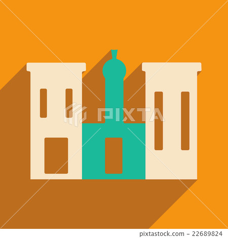 Flat with shadow icon and mobile palace Egypt Flat with shadow icon and mobile palace Egypt 22689824