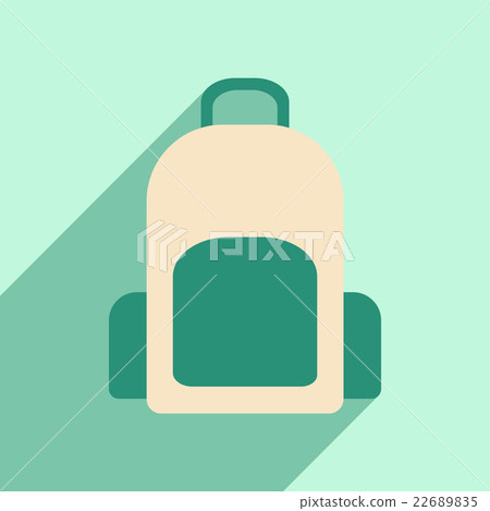 Flat with shadow icon mobile application backpack - Stock Illustration ...