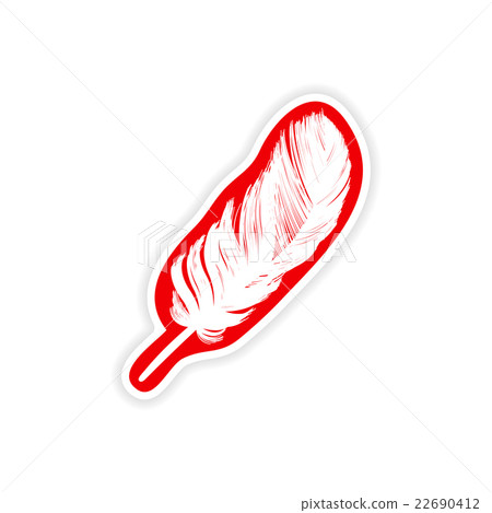 paper sticker feather bird on white background paper sticker feather bird on white background 22690412
