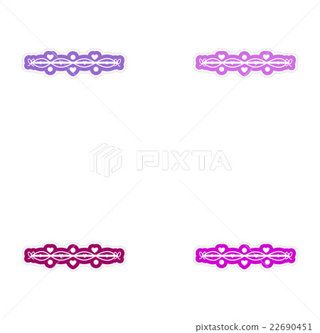 Set of paper stickers on white festive garland Set of paper stickers on white festive garland 22690451