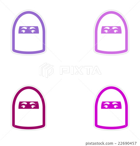 Set of paper stickers on background woman in burqa Set of paper stickers on background woman in burqa 22690457