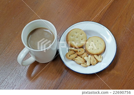hot coffee with biscuit and cookie 22690756