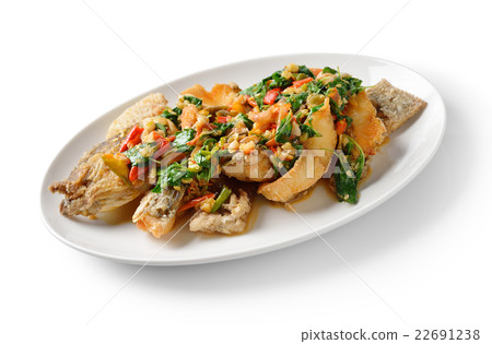 Fried fish with chilli and spices Fried fish with chilli and spices 22691238