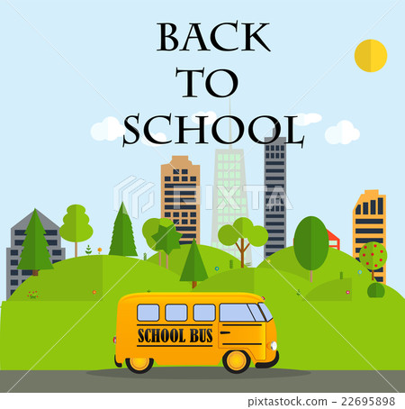 Back to School Background with Yellow Bus Vector Back to School Background with Yellow Bus Vector 22695898