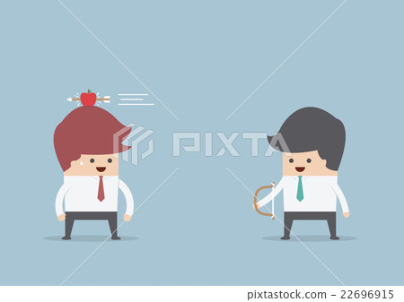 Businessman shooting target with a bow and arrow Businessman shooting target with a bow and arrow 22696915