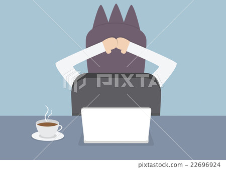 Businessman relaxing in the office at his desk Businessman relaxing in the office at his desk 22696924