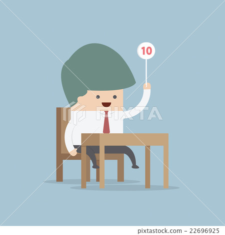 Businessman judge holding ten score signs Businessman judge holding ten score signs 22696925