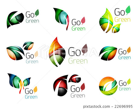 Green nature leaf vector concept icon set - Stock Illustration ...