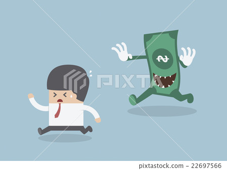 Businessman running away from the money monster 22697566
