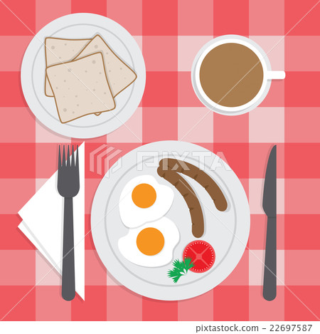 American breakfast set on the table - Stock Illustration [22697587] - PIXTA
