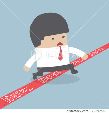 Businessman walking across a DO NOT PASS line 22697589