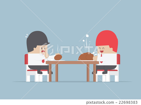 Two businessmen sitting at dinning table 22698383