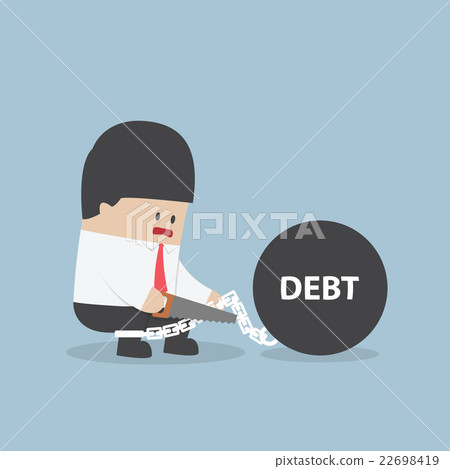 Businessman destroy debt chain by hacksaw Businessman destroy debt chain by hacksaw 22698419