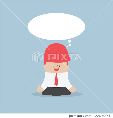 Businessman meditating in yoga lotus position Businessman meditating in yoga lotus position 22698831