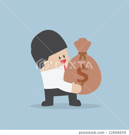 Businessman holding a money bag with dollar sign - Stock Illustration ...