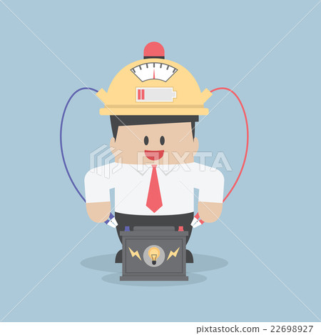 Businessman charging his idea power Businessman charging his idea power 22698927