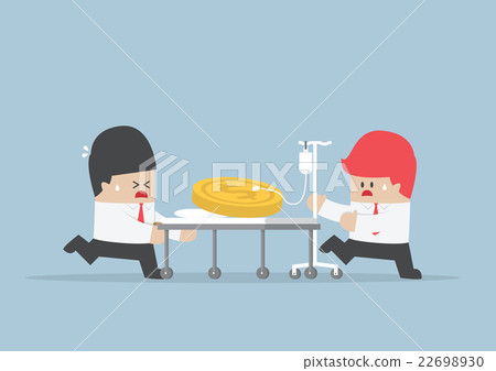 Two businessmen with dollars coin on hospital bed 22698930