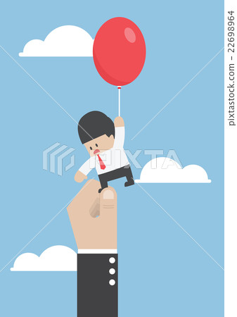 Businessman flying with balloon being hindered Businessman flying with balloon being hindered 22698964