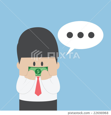 Businessman with dollar bill taped on his mouth 22698968
