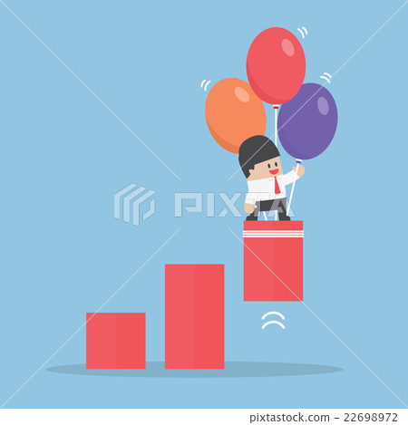 Businessman use balloon to pulled up the graph Businessman use balloon to pulled up the graph 22698972