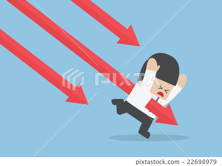 Businessman stabbed by downtrend arrow Businessman stabbed by downtrend arrow 22698979