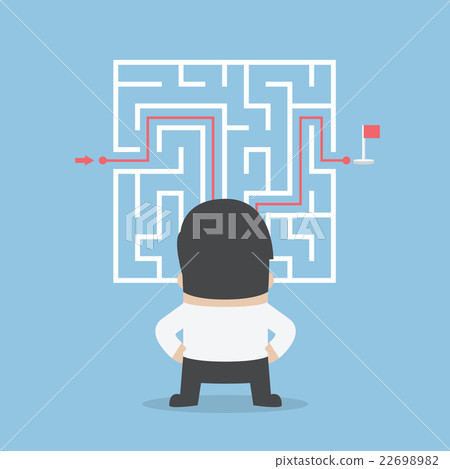 Businessman standing in front of a maze Businessman standing in front of a maze 22698982