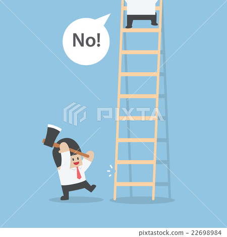Businessman destroy ladder of his rival by axe Businessman destroy ladder of his rival by axe 22698984