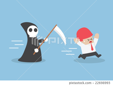 Businessman run away from angel of death Businessman run away from angel of death 22698993