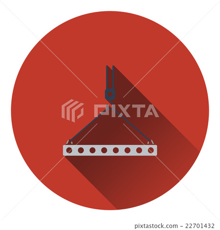 Icon of slab hanged on crane hook by rope slings 22701432