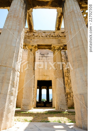 Looking up view of famous Greece temple pillars 22702508