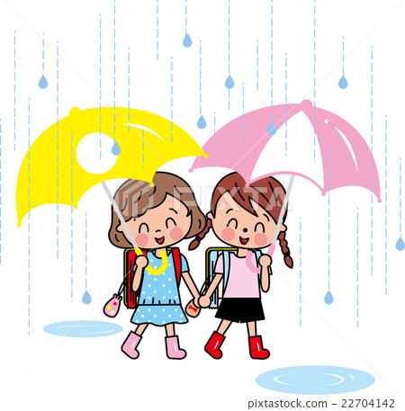 Elementary school girl girl fun rainy season Elementary school girl girl fun rainy season 22704142