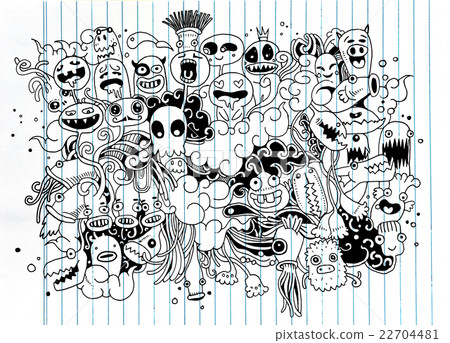 Hipster Hand drawn doodle Monster City,drawing  22704481