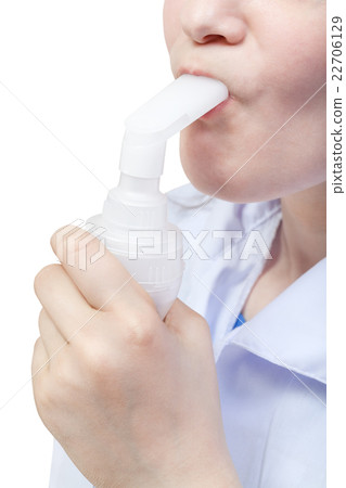 teen inhales with mouthpiece of jet nebuliser teen inhales with mouthpiece of jet nebuliser 22706129