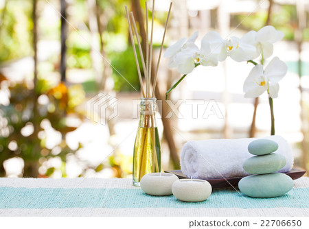 Spa and wellness massage setting Summer background 22706650