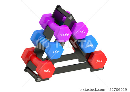 Dumbbell Set with Stand, 3D rendering 22706929