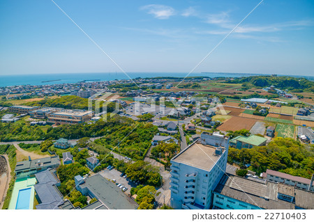 Aerial view of Inubaru station near Choshi-shi 22710403