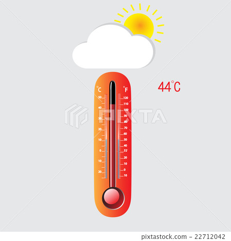 Hot thermometer on a gray background Hot thermometer on a gray background 22712042