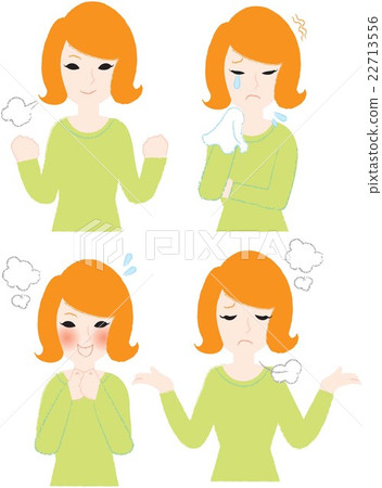 成年女性變異/膽量姿勢/歡喜/悲傷/驚訝 成年女性變異/膽量姿勢/歡喜/悲傷/驚訝 22713556