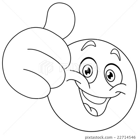 Outlined thumb up emoticon 22714546