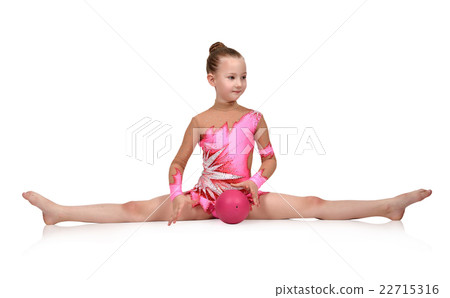 gymnast sitting on split with ball 22715316