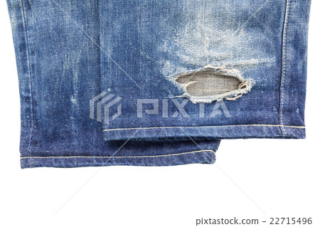 close up of cuff blue torn jeans isolated close up of cuff blue torn jeans isolated 22715496